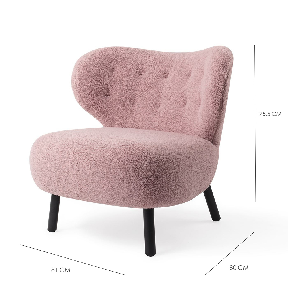 Retro Lounge Sessel Kita rosa pink Teddy Stoff