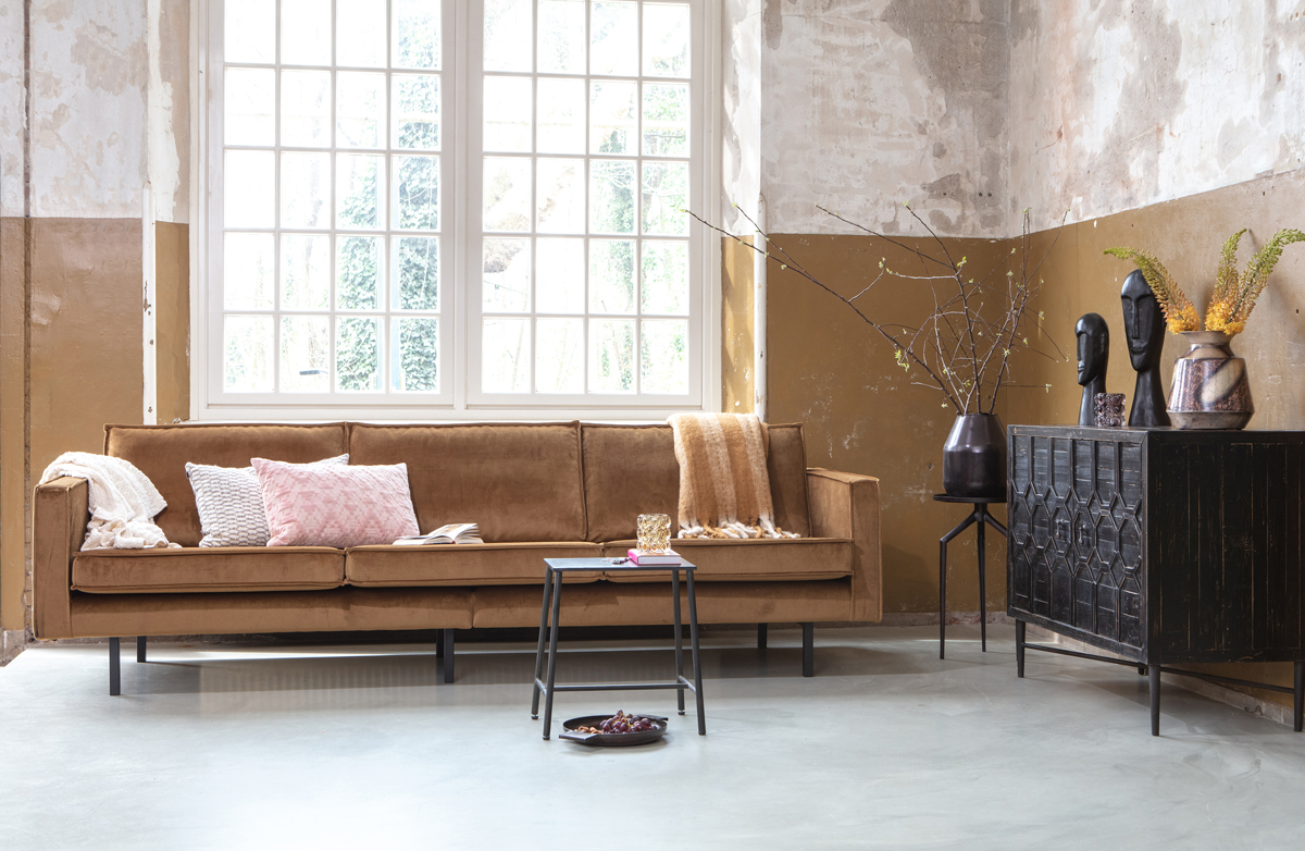3 Sitzer Sofa RODEO Samt honig gelb