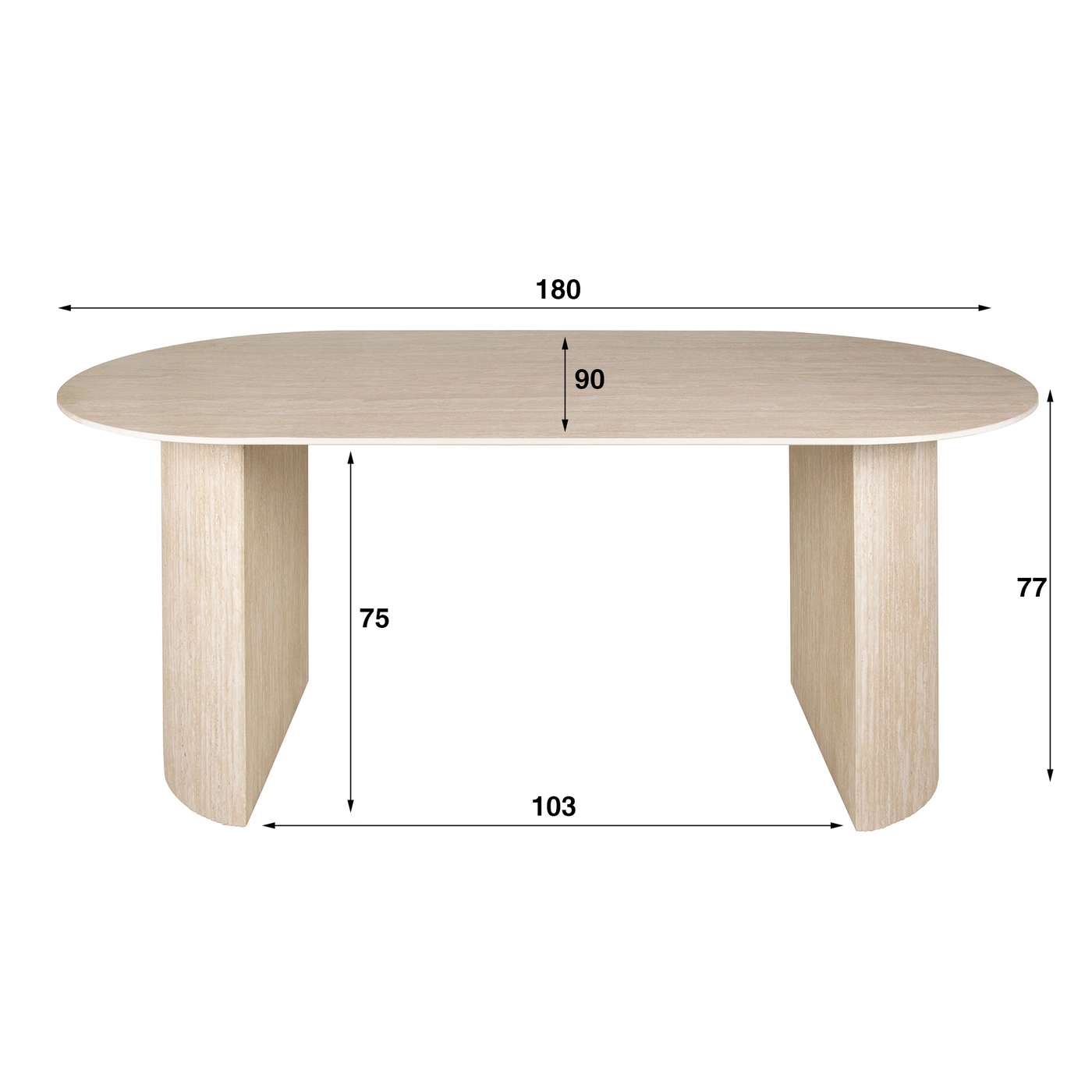 Esstisch Verona in Travertinoptik oval 180 cm - Maison ESTO