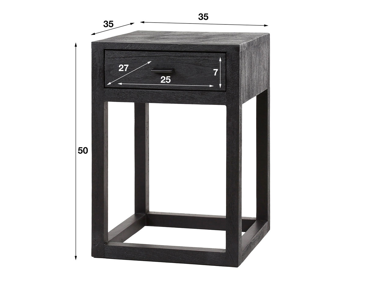 Nachtschränkchen NOIR H 50 cm Akazie schwarz Nachttisch