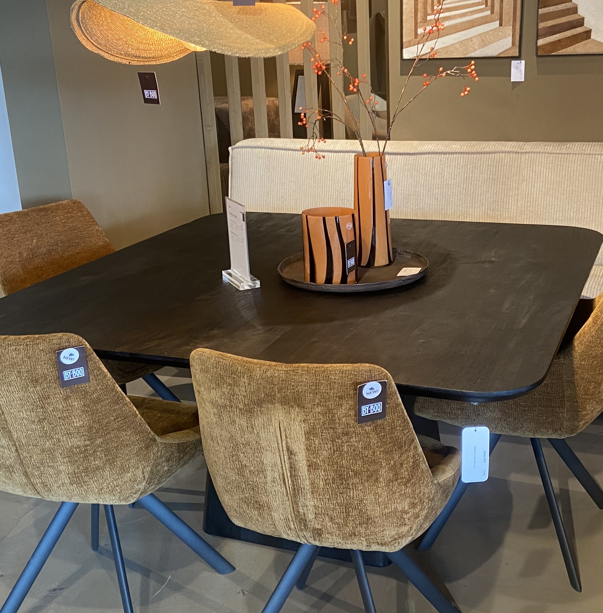 Esstisch Aron 150 x 150 cm Mango Holz schwarz