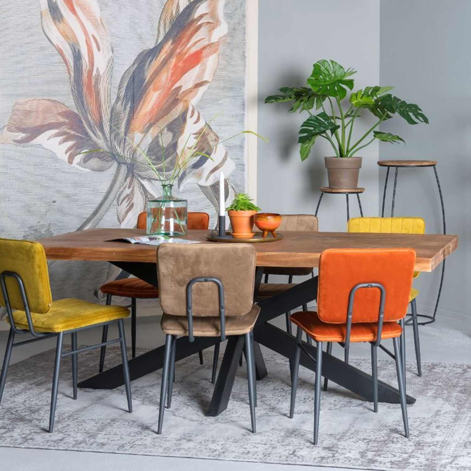 Esstisch Spider 200 x 100 cm Mangoholz Baumstamm