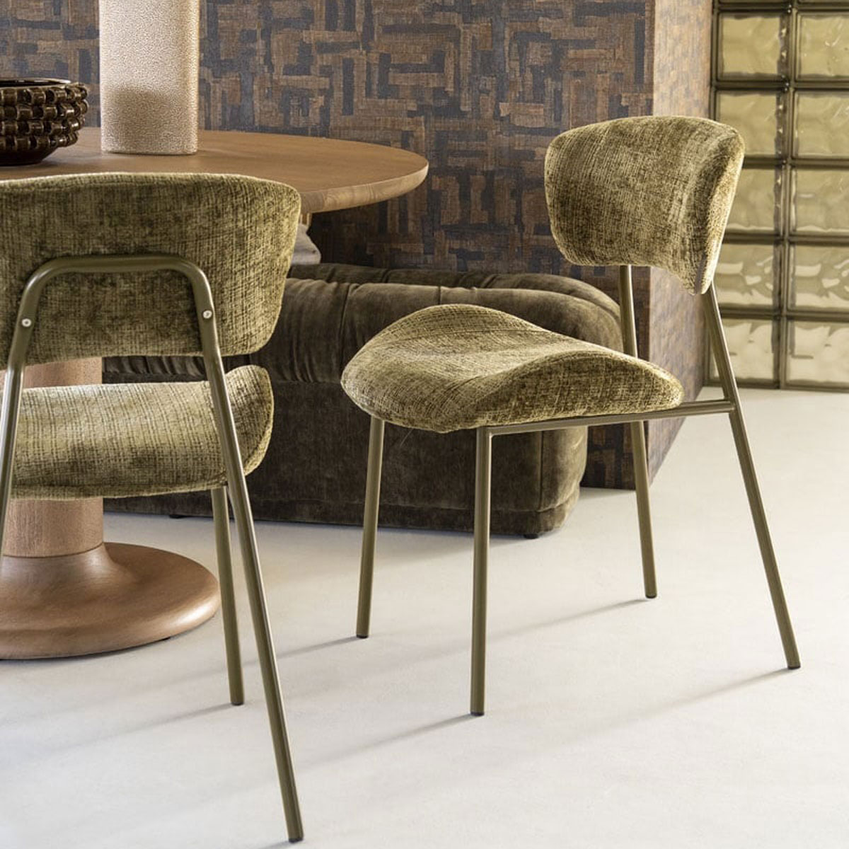 Esszimmerstuhl Dare Stoff grün Vierfußstuhl