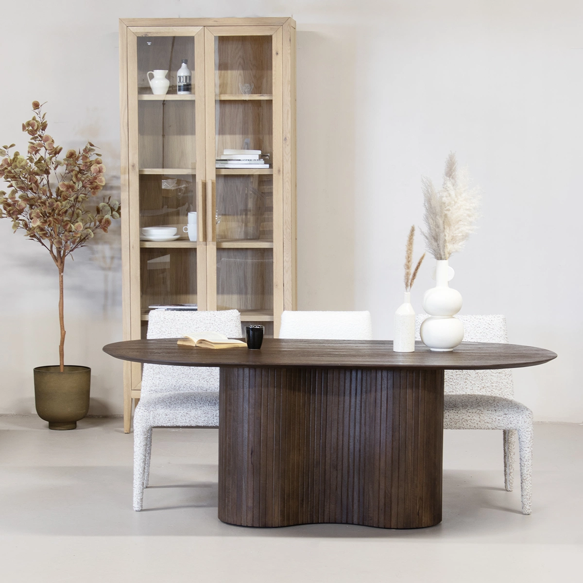 Esstisch ANNA 240 x 100 cm oval Mango Holz dunkelbraun