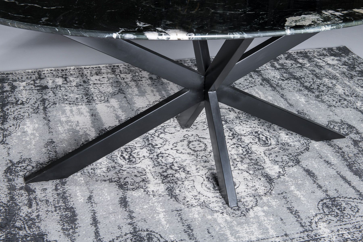 Marmor Esstisch oval 180 x 90 cm Marmorplatte schwarz