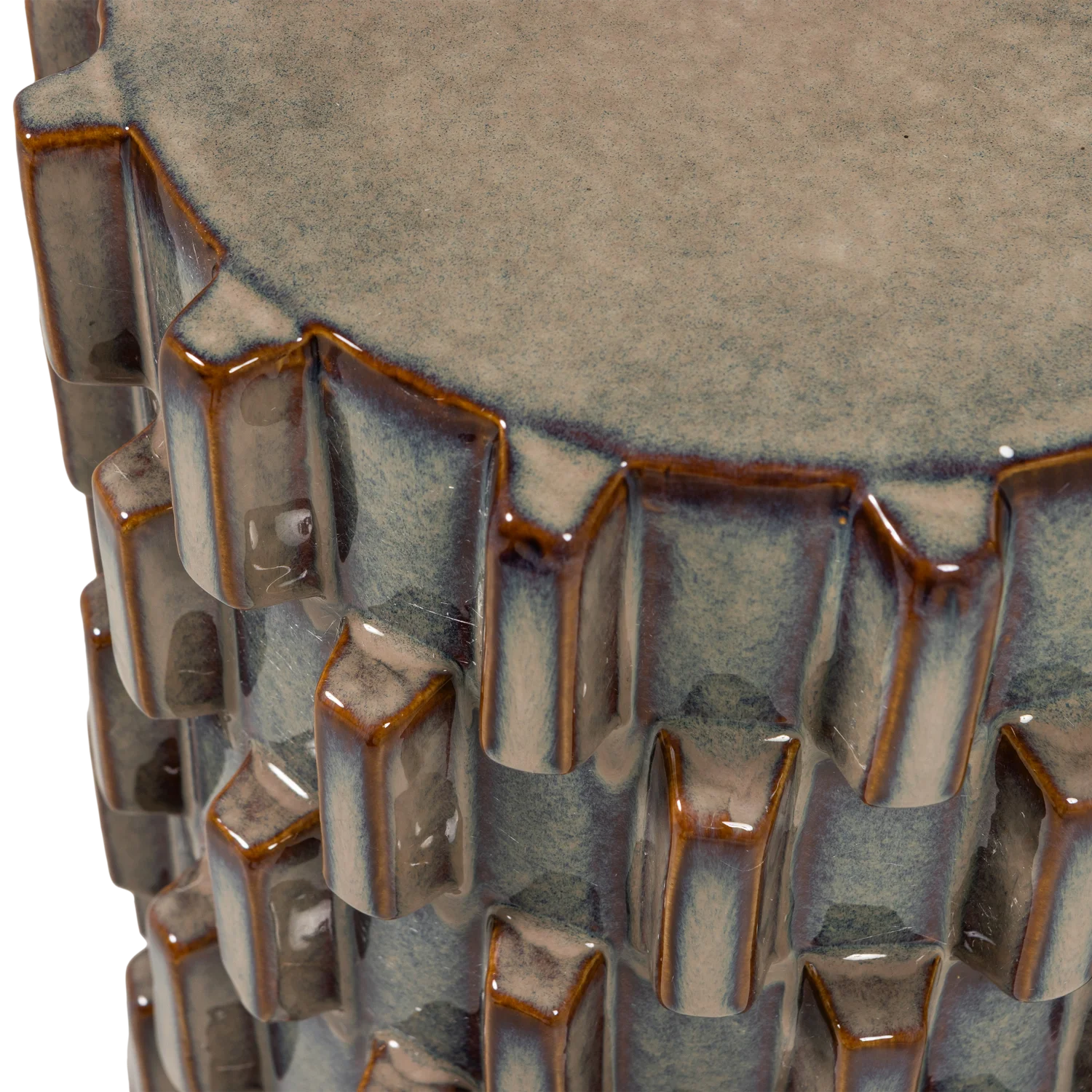 Beistelltisch AXU Ø 35 cm Keramik grau blau 