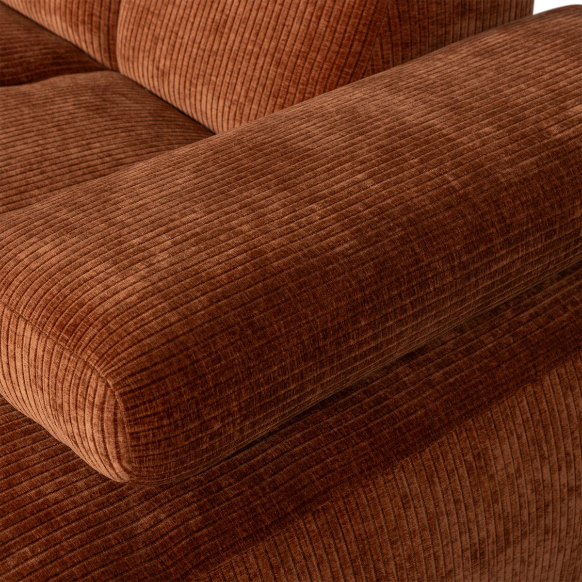 woood Chaiselongue Sofa MOJO links gerippter Stoff rostbraun
