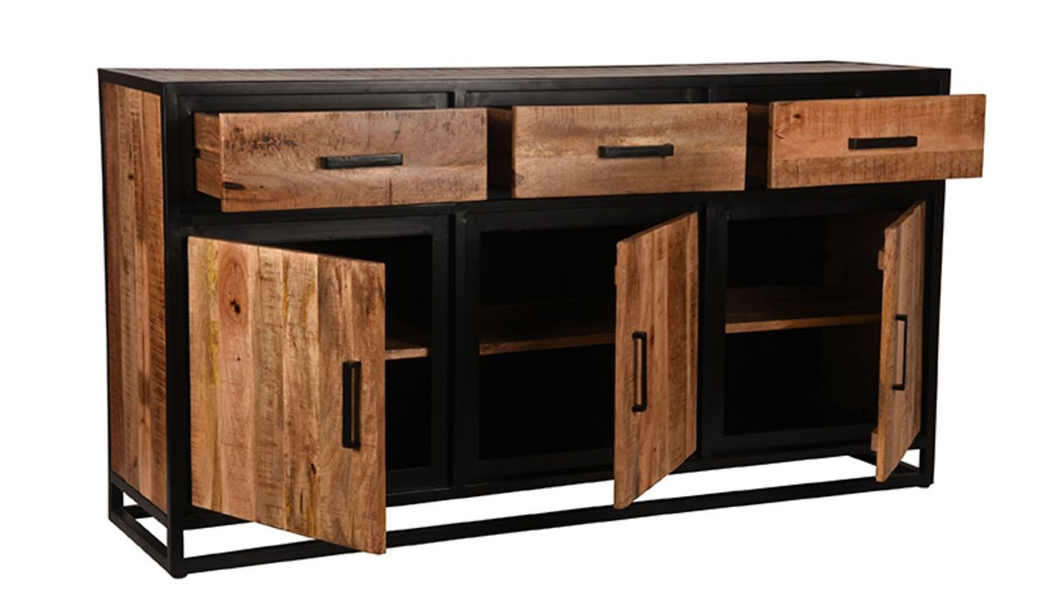 Industrie Kommode NERO 170 cm Anrichte Mango Holz