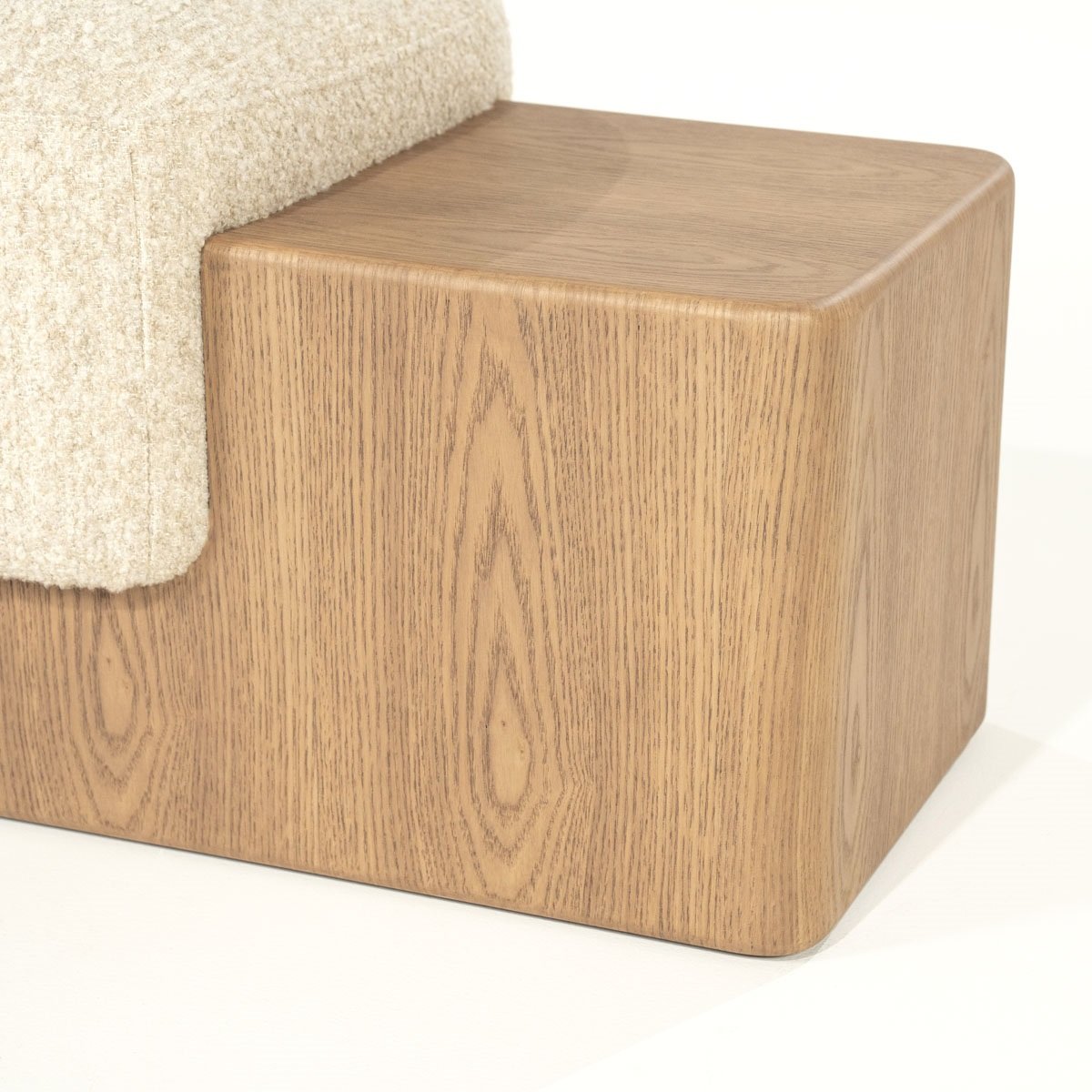Sitzbank Bank George 133 cm Esche Furnier Stoff Flou beige
