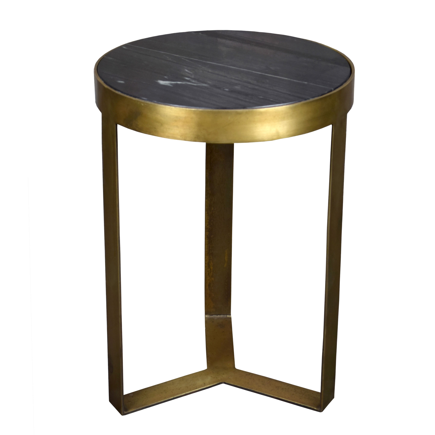 Beistelltisch Glennis Marble Ø 40 cm Black Gold Marmor Metall