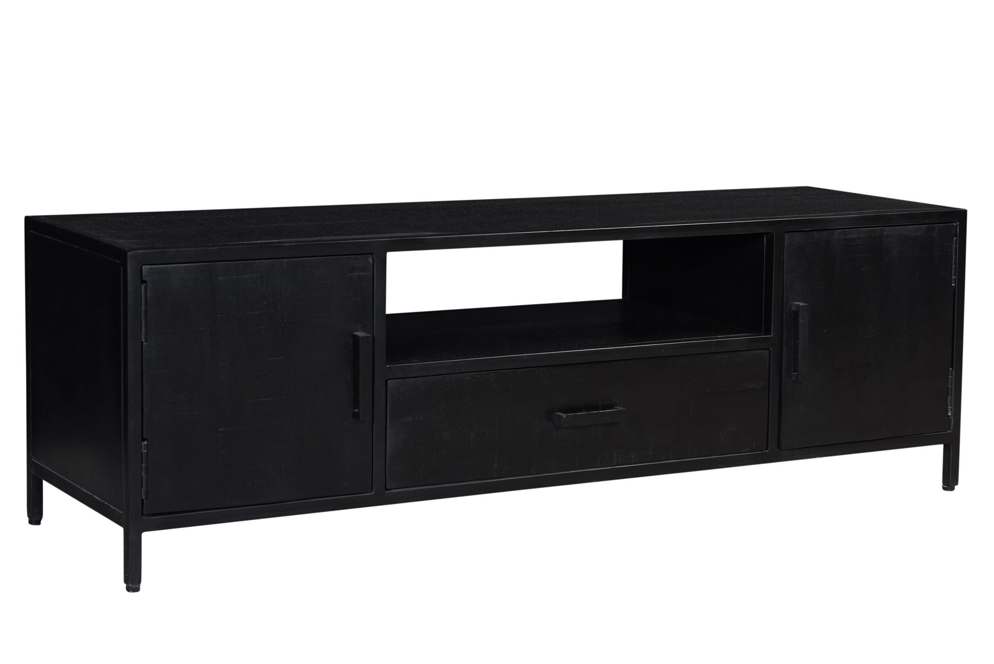 TV Möbel Lowboard Kala 160 cm Mangoholz Metall schwarz Sideboard 