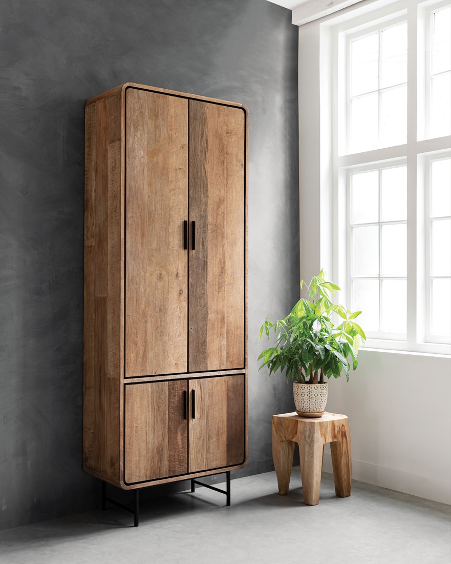 Hochschrank Evo H 220 cm recyceltes Teakholz Schrank