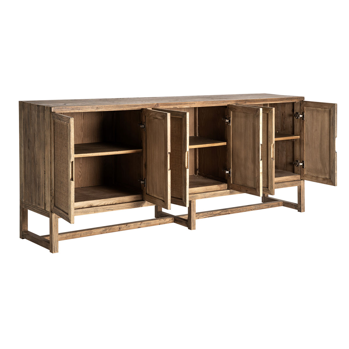 Sideboard BYREMO 220 cm Ulmenholz hellbraun Kommode