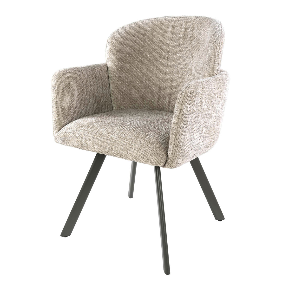 2er Set Armlehnstuhl GRACIA drehbar Chenille Stoff sandfarben