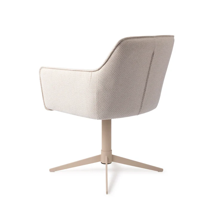 Esszimmerstuhl Hofu – Enoki cremefarben mit Gestell in Metall beige