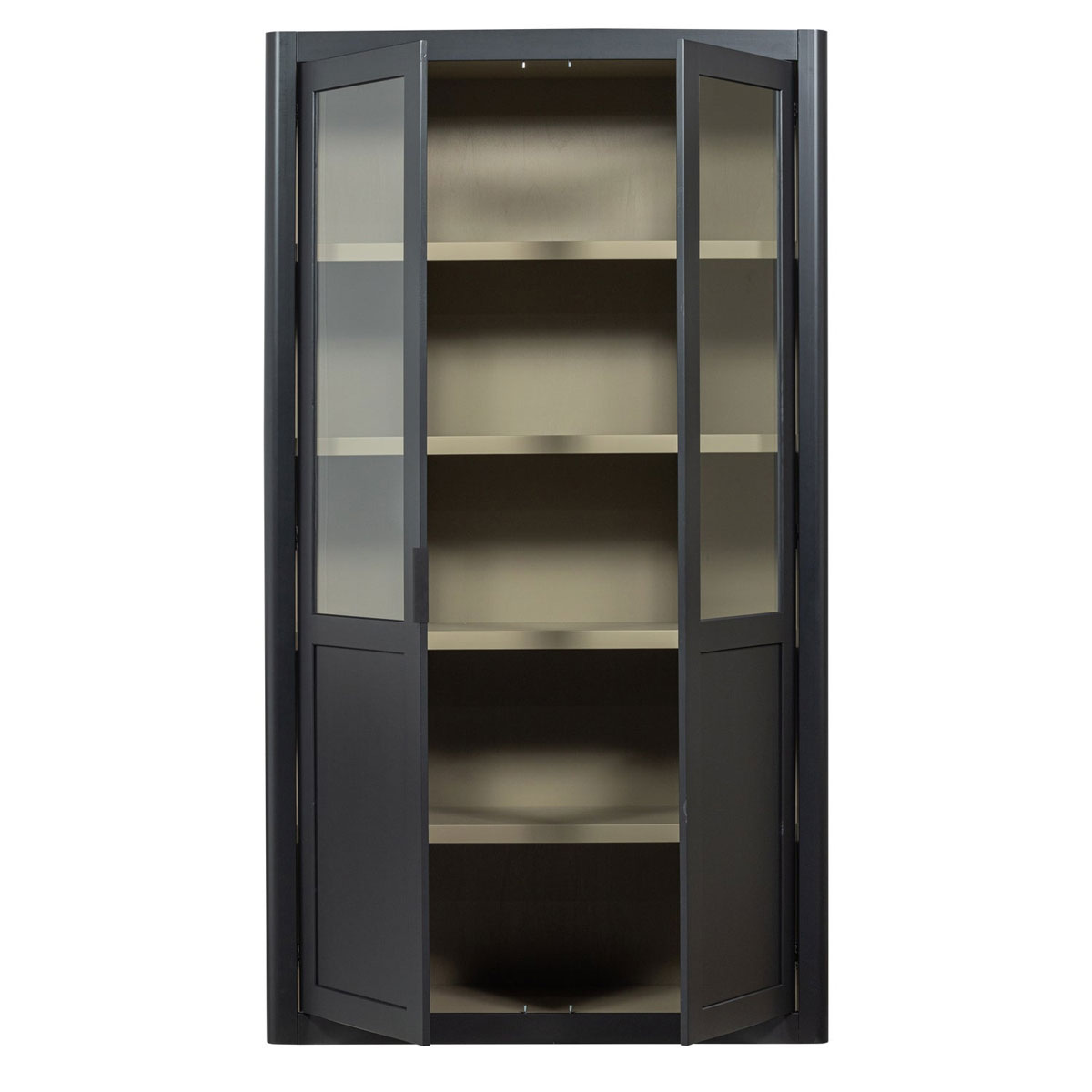 woood Vitrinenschrank GUNNAR Schrank Holzschrank Kiefernholz mattschwarz