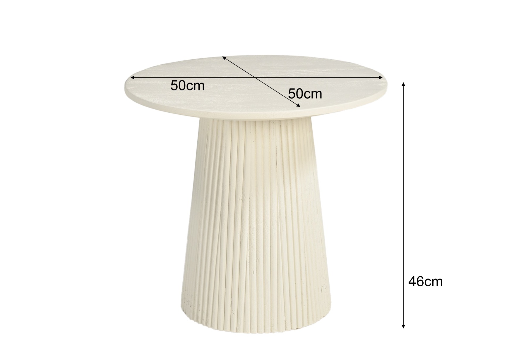 Couchtisch Patrice Ø 50 cm Mangoholz cremeweiß Sofatisch