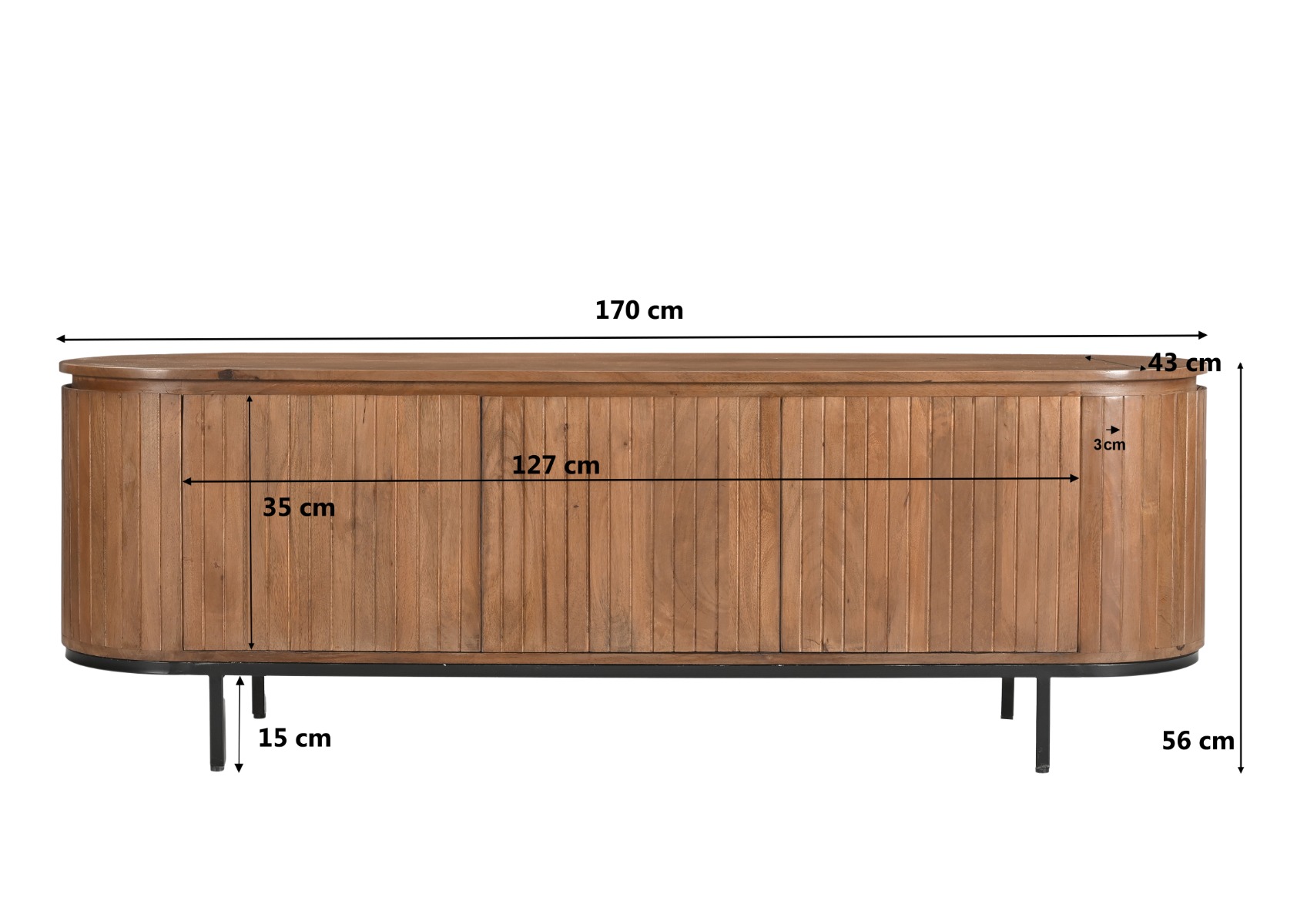 TV Möbel Lowboard Noor 170 cm Mangoholz natur