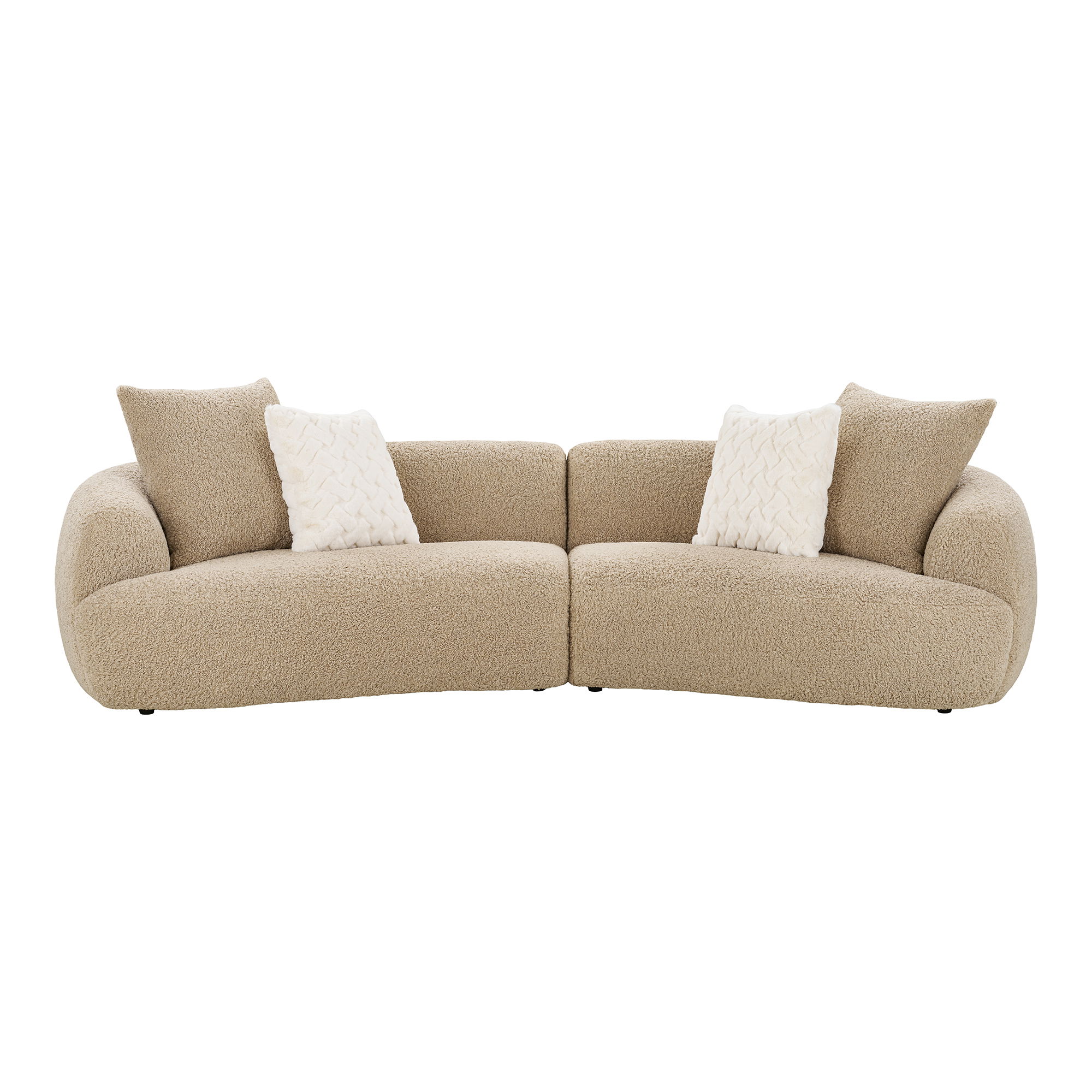 4 Sitzer Sofa BALI 302 cm mit 4 Kissen Bezug hellbraun