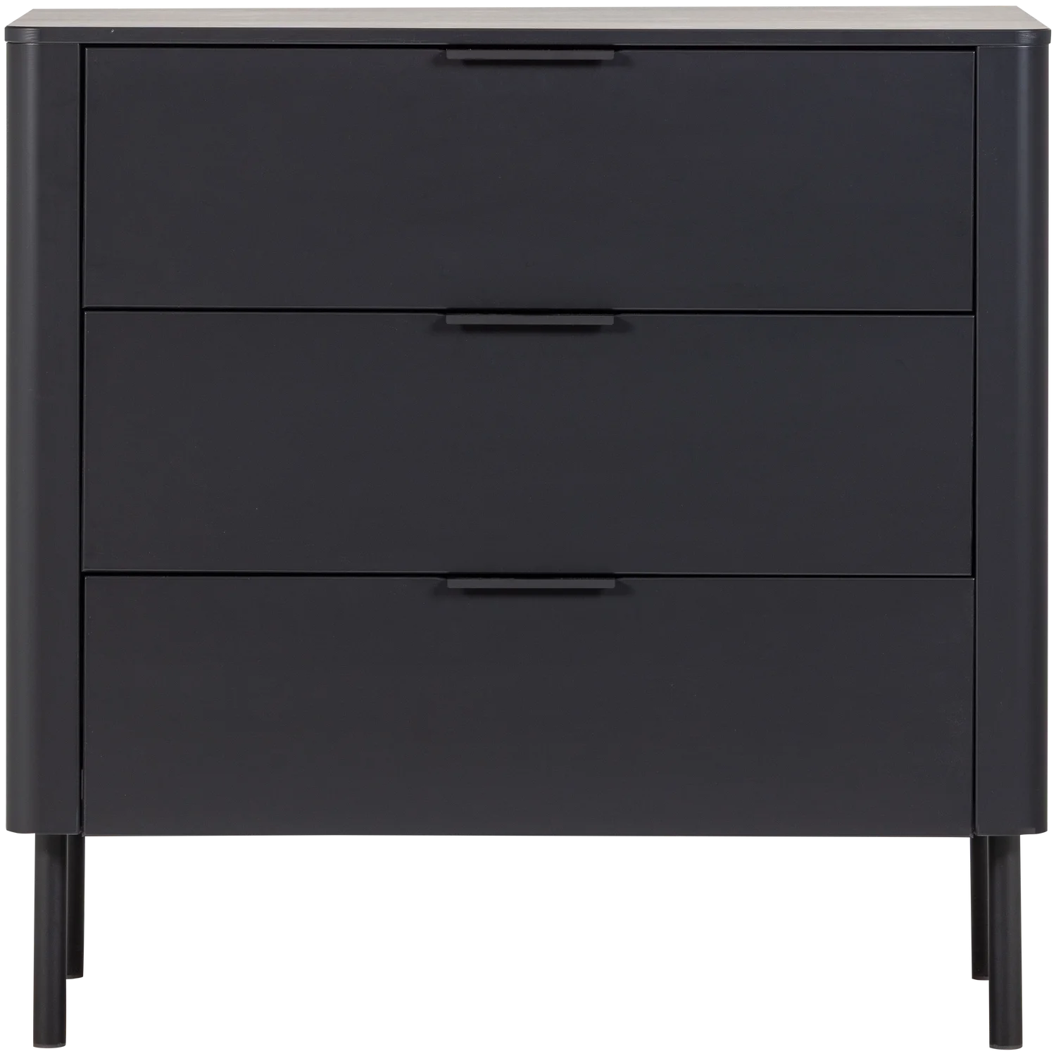 Kommode GUNNAR 94 cm mit 3 Schubladen Kiefernholz matt schwarz