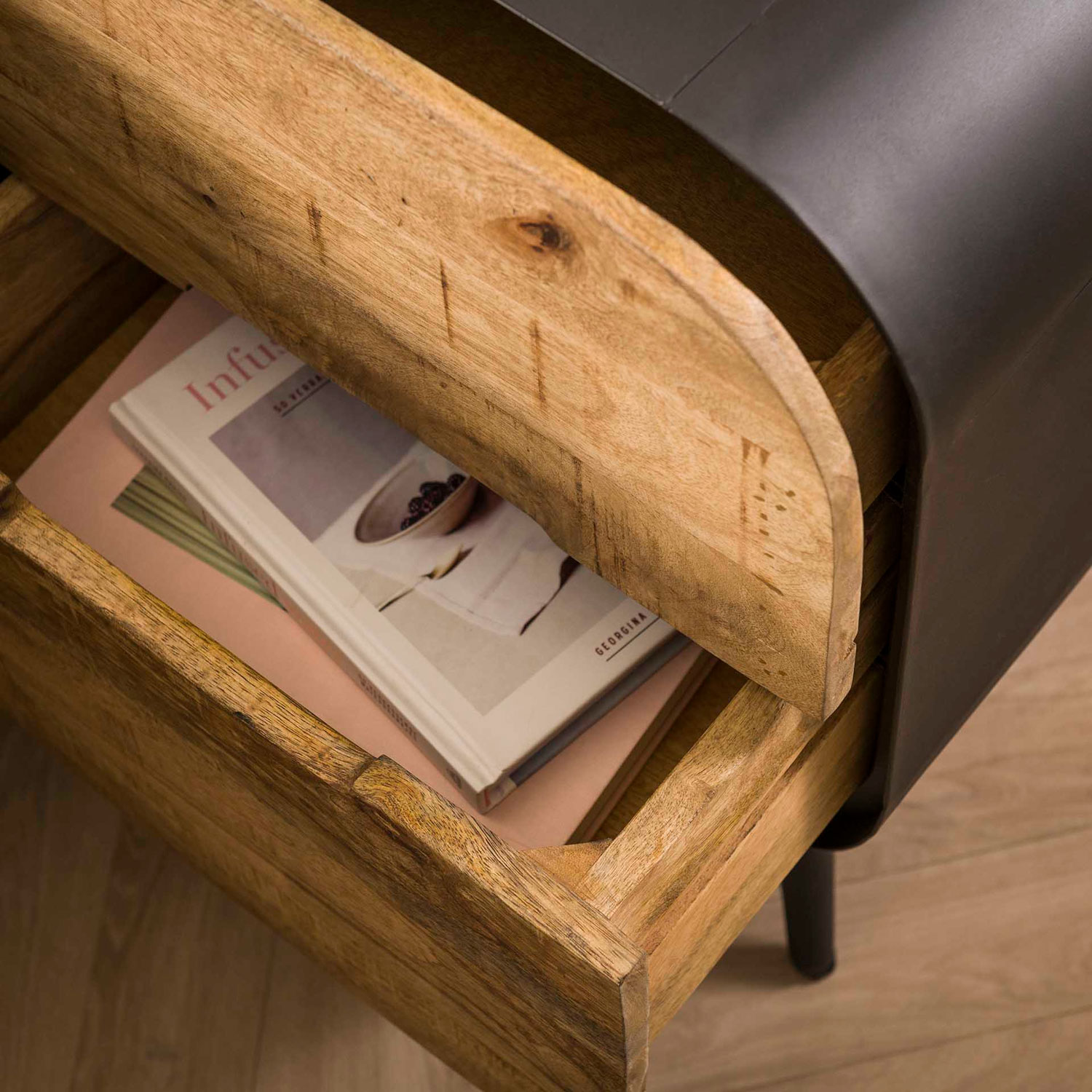 Nachttisch RETRO 2 Schubladen Mango Holz