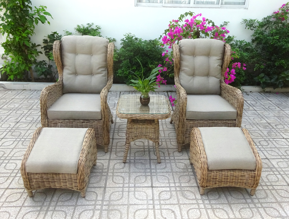 Garten Relax Sessel verstellbar natur Rosita Polyrattan