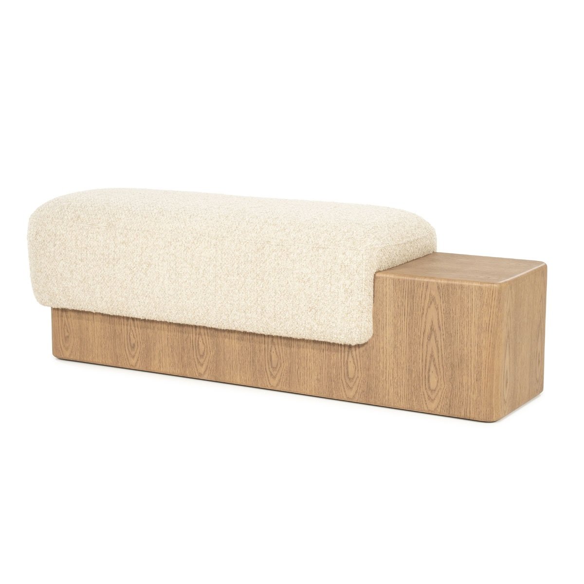Sitzbank Bank George 133 cm Esche Furnier Stoff Flou beige