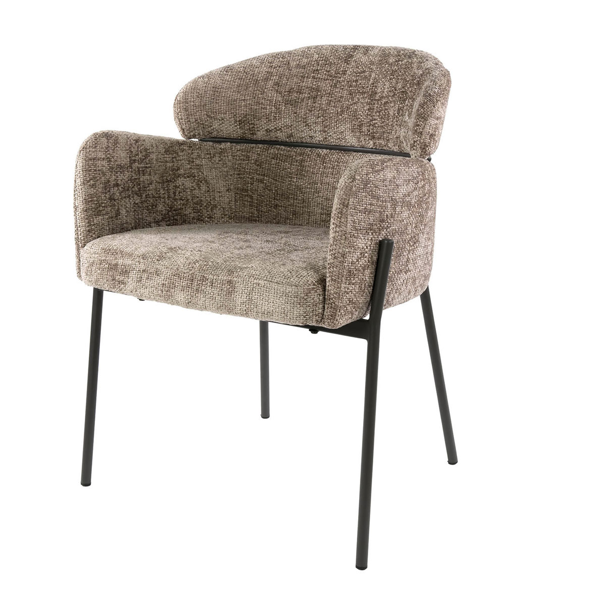 2er Set Armlehnstuhl Boston Chenille Stoff champagner