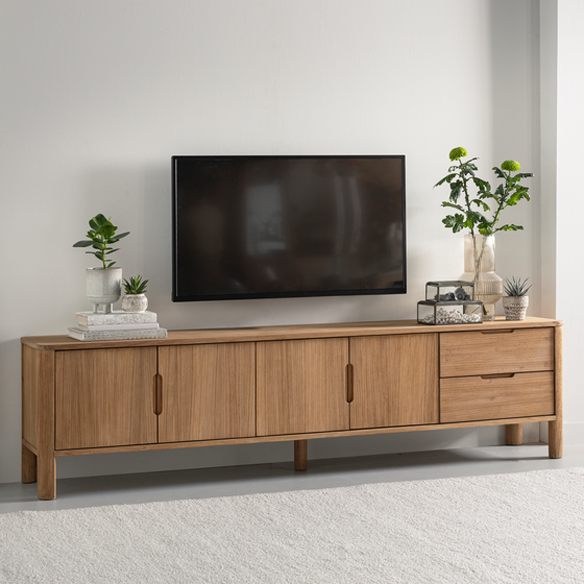 TV Möbel Forte 210 cm Teakholz natur Lowboard