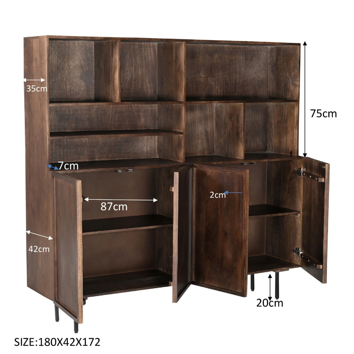 Anrichte Schrank Elan 180 cm Mangoholz braun