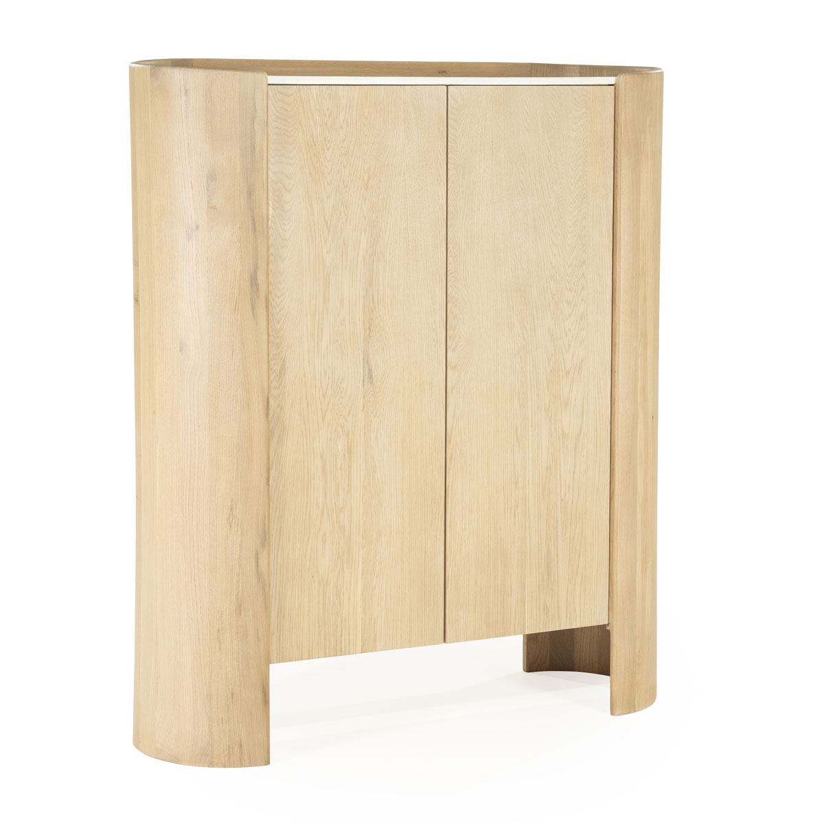 Highboard Don mit 2 Türen Eiche Holz Furnier hellbraun Marmor