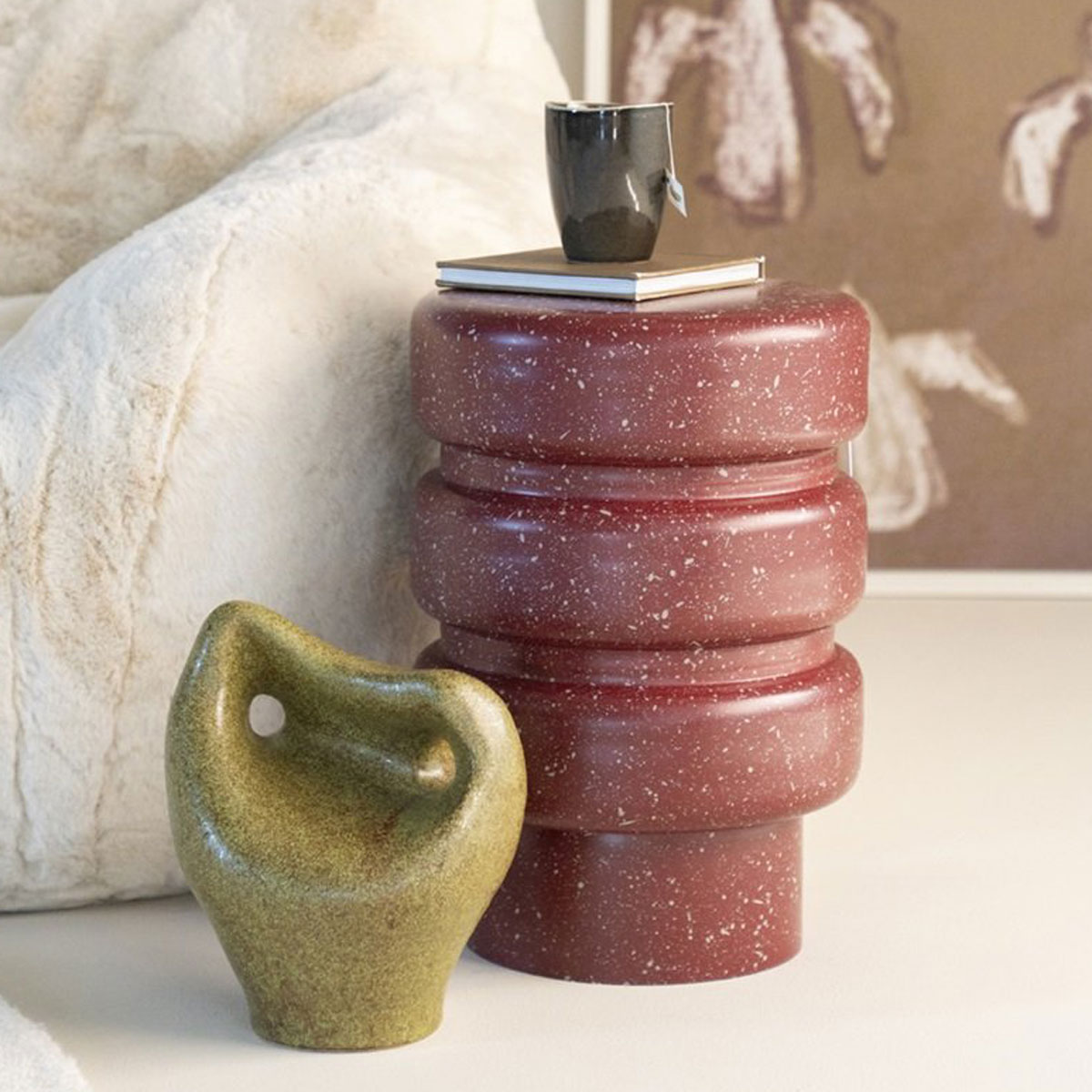 Beistelltisch Spatter Ø 30 cm Metall burgundy