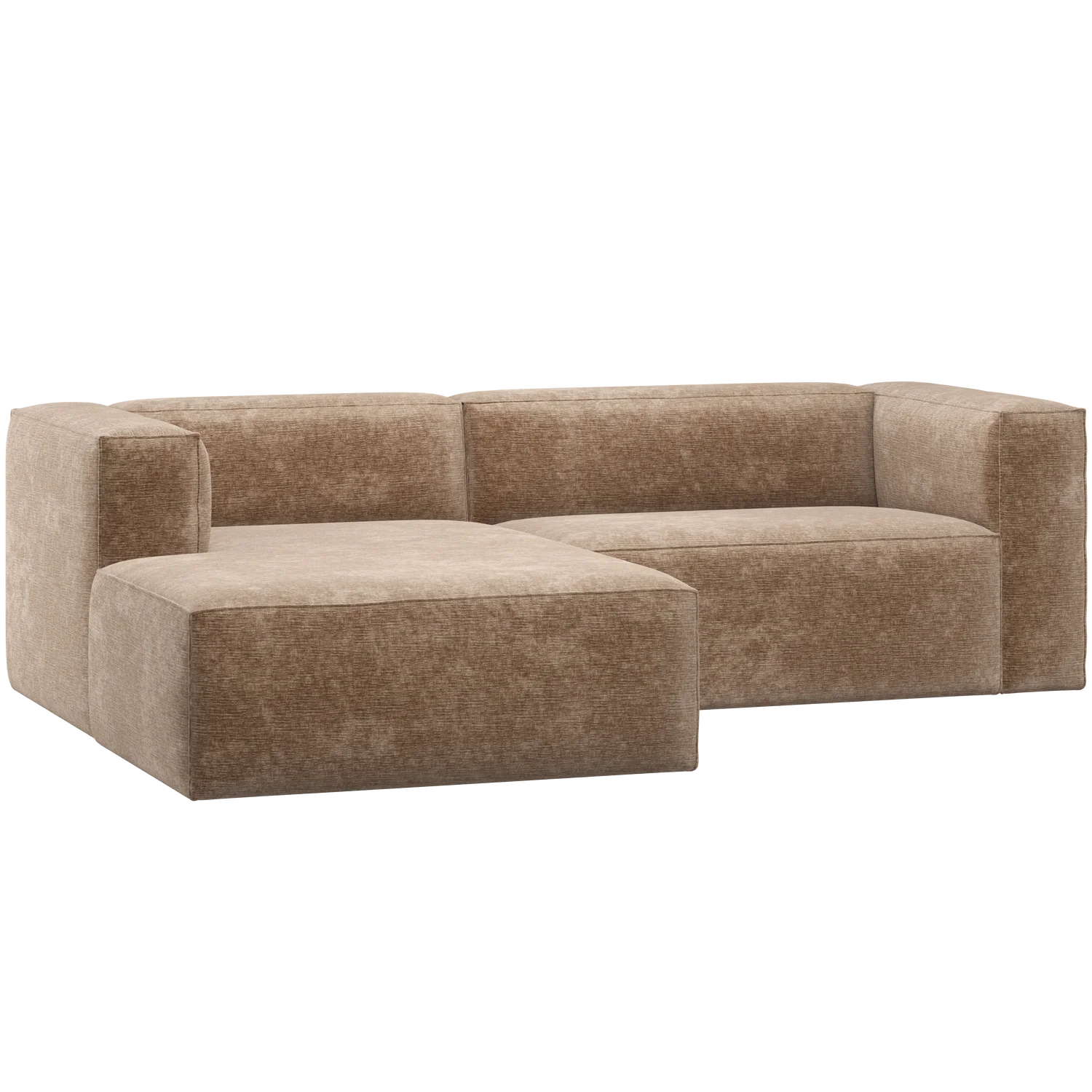 Ecksofa BEAN Chenille-Samt taupe Longchair links