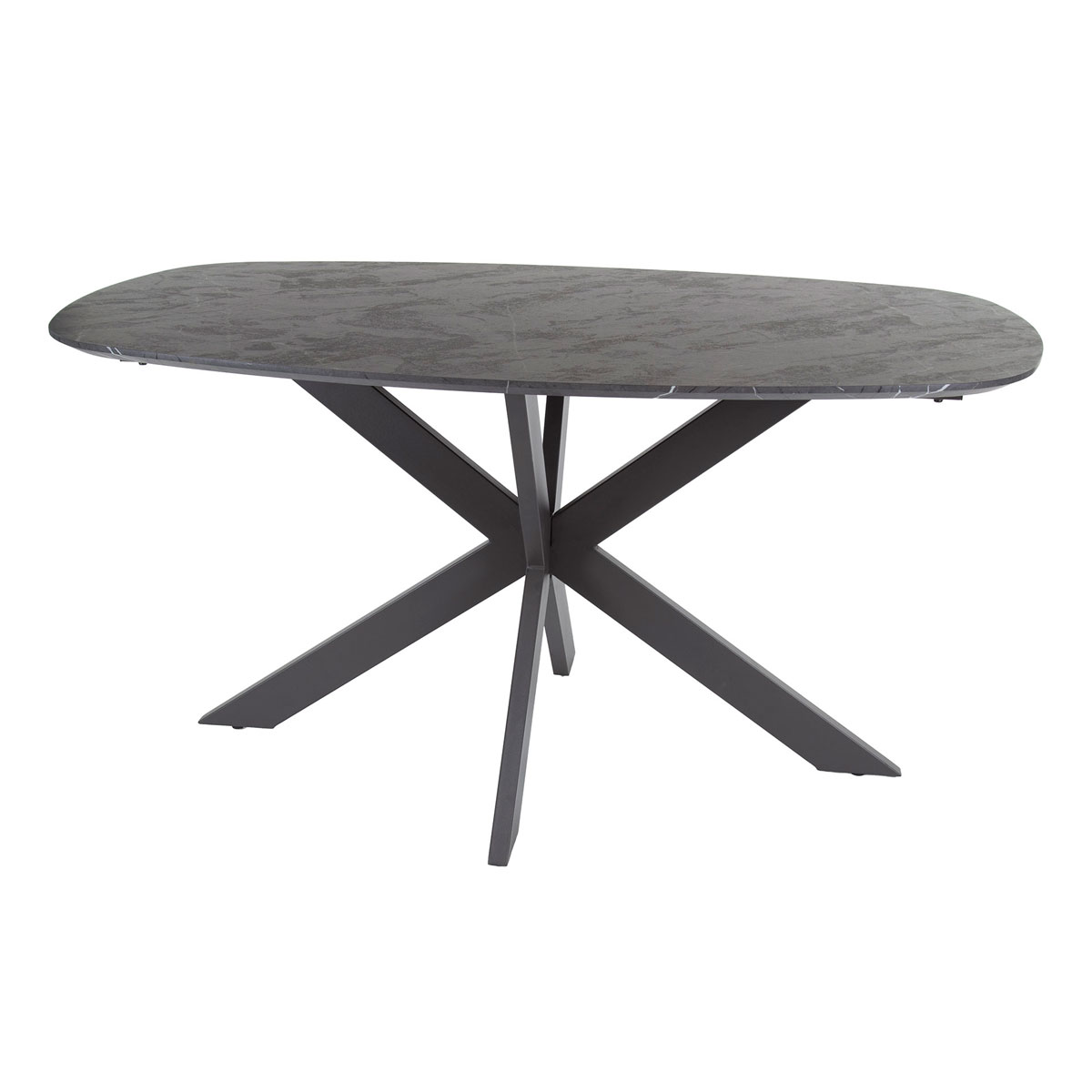 Esstisch Torben 150 x 90 cm Melamim 3D-Keramikoptik schwarz graphite
