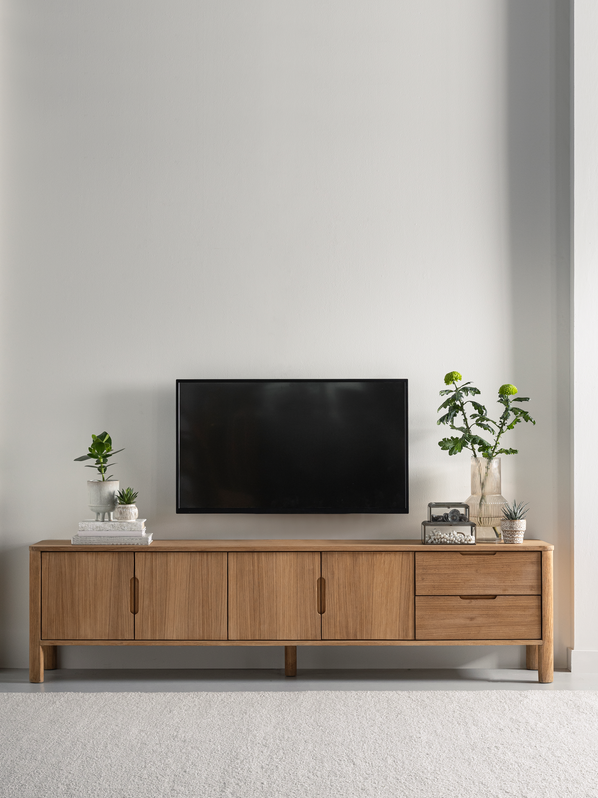 TV Möbel Forte 210 cm Teakholz natur Lowboard