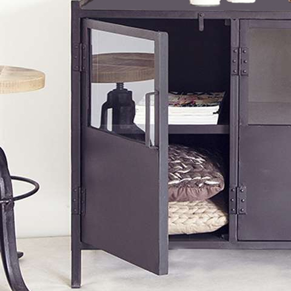 Industrie Kommode 130 cm Sideboard Metall schwarz