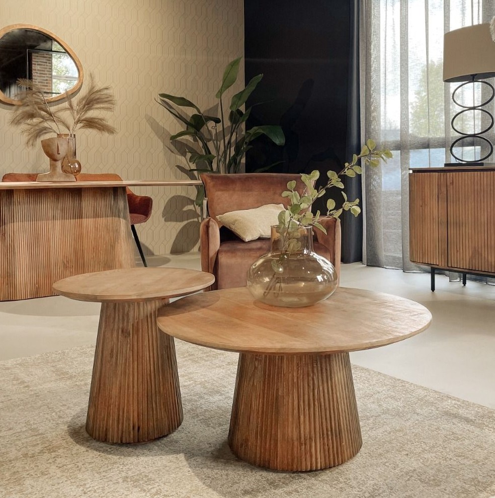 Couchtisch Salvator rund Ø 80 cm Mangholz natur