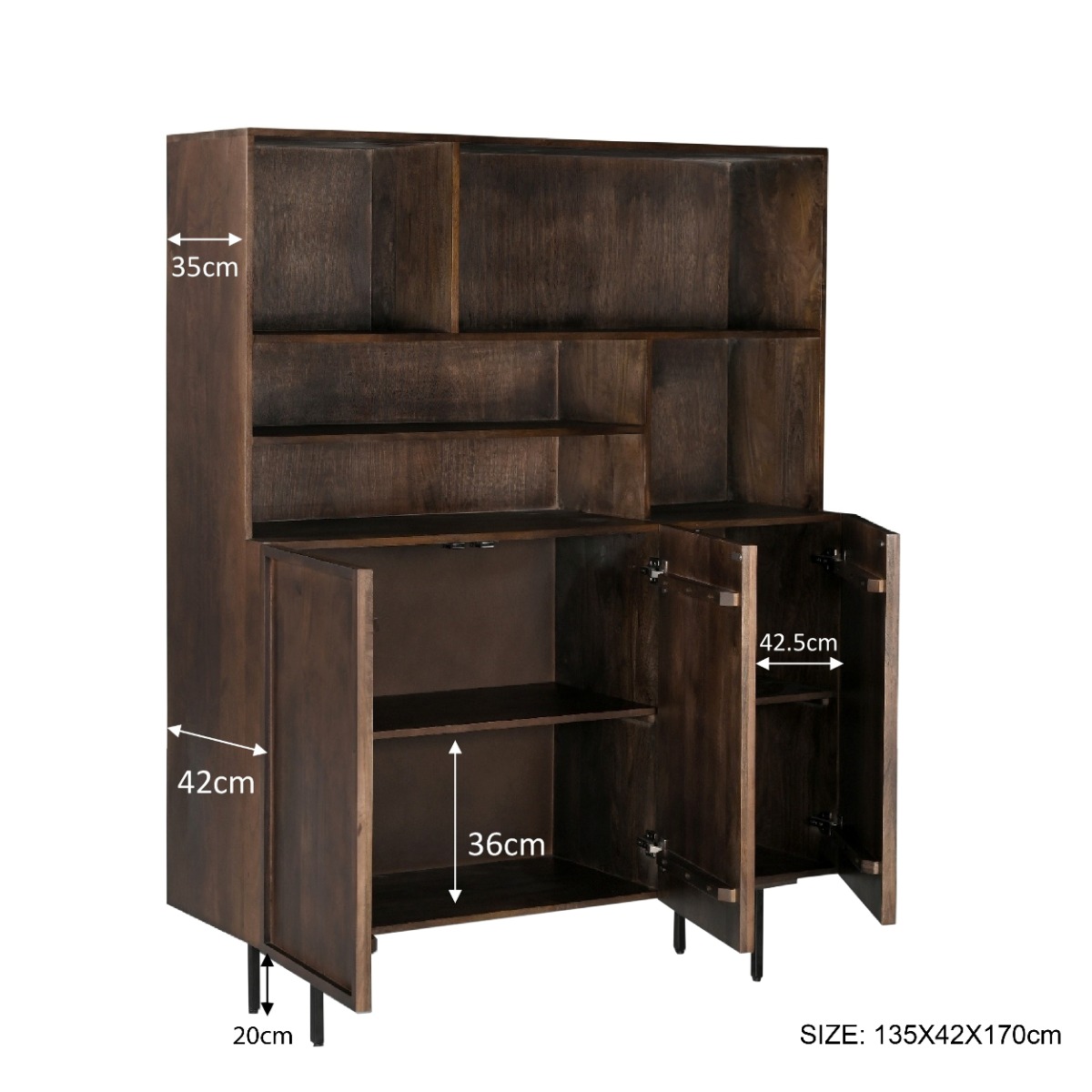 Anrichte Schrank Elan 135 cm Mangoholz braun  