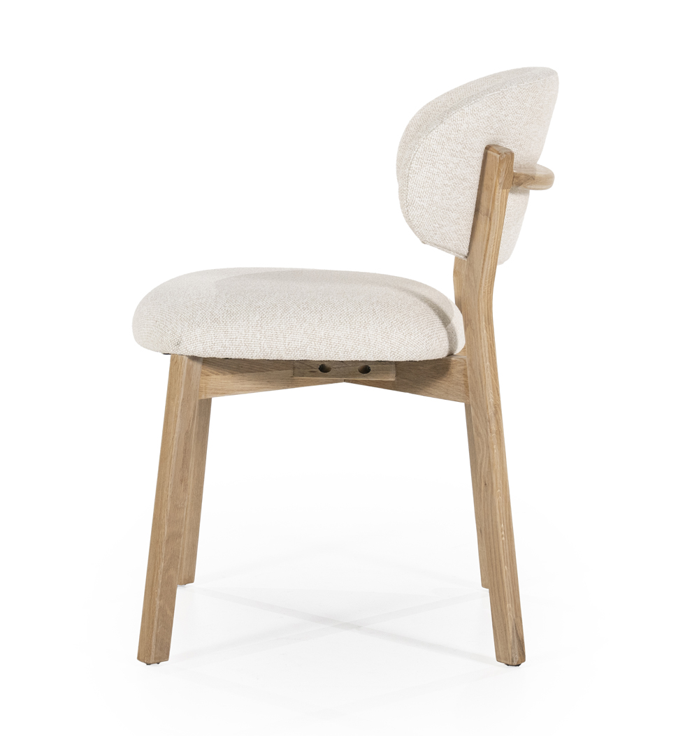 Esszimmerstuhl Stuhl MICKY Stoffbezug beige Beine Eiche