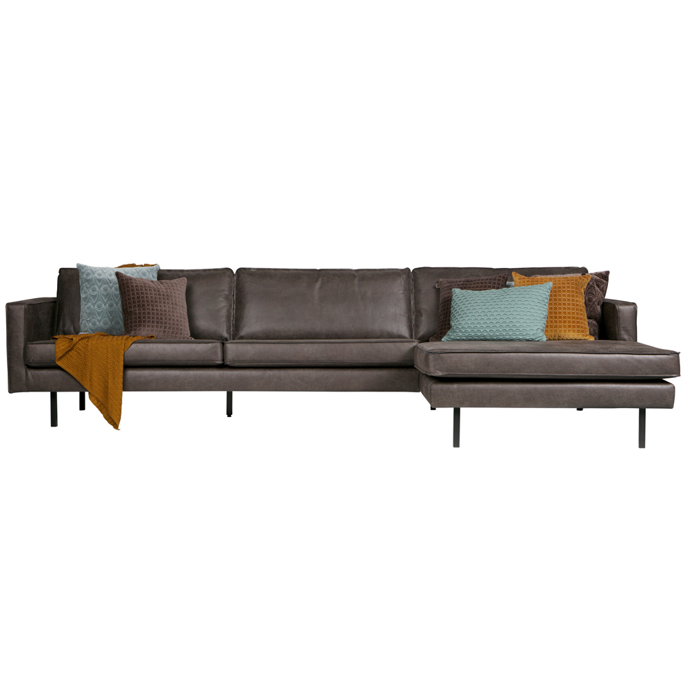 Ecksofa Rodeo Leder schwarz Recamiere rechts
