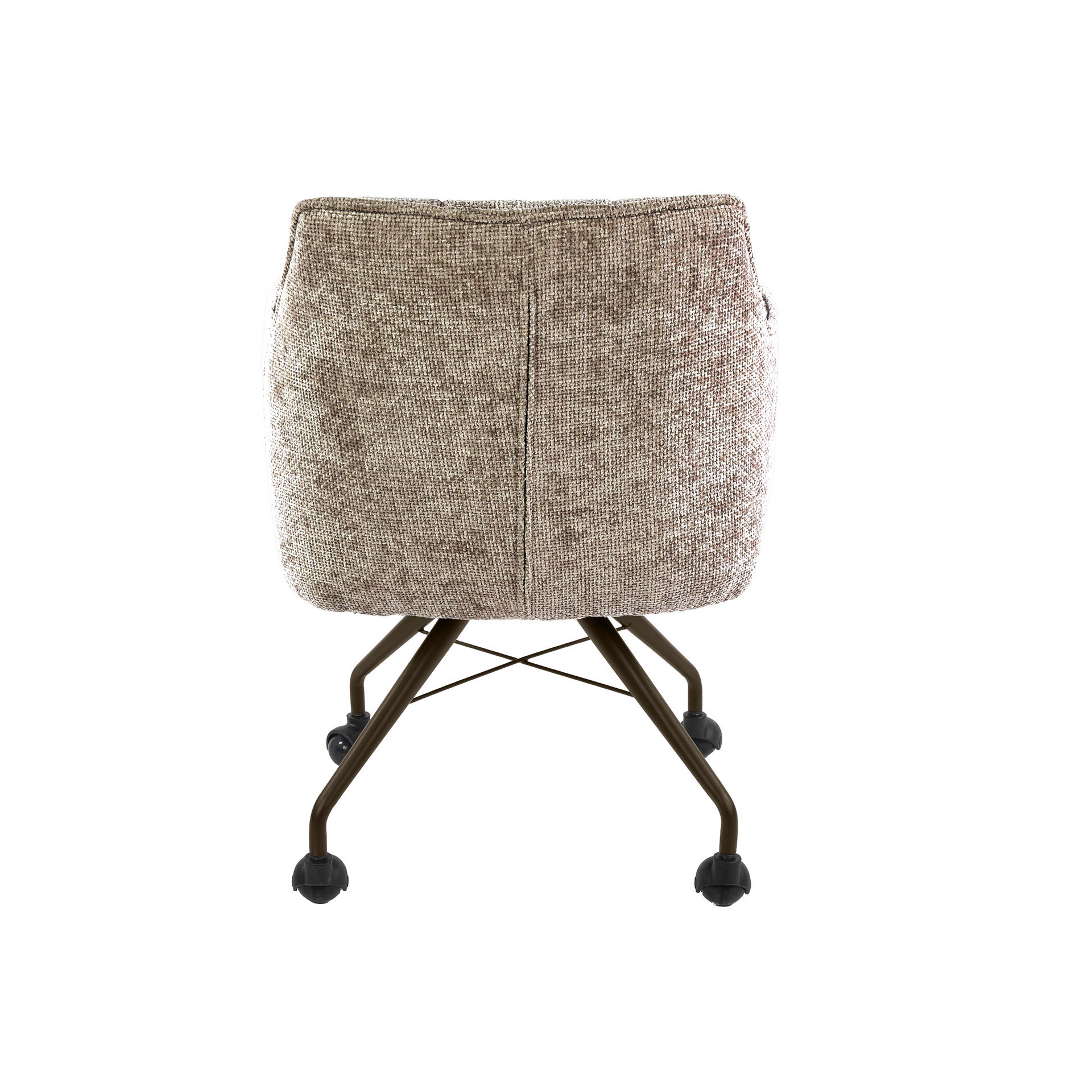 2er Set Armlehnstuhl Fino auf Rollen Chenille sand Beine braun