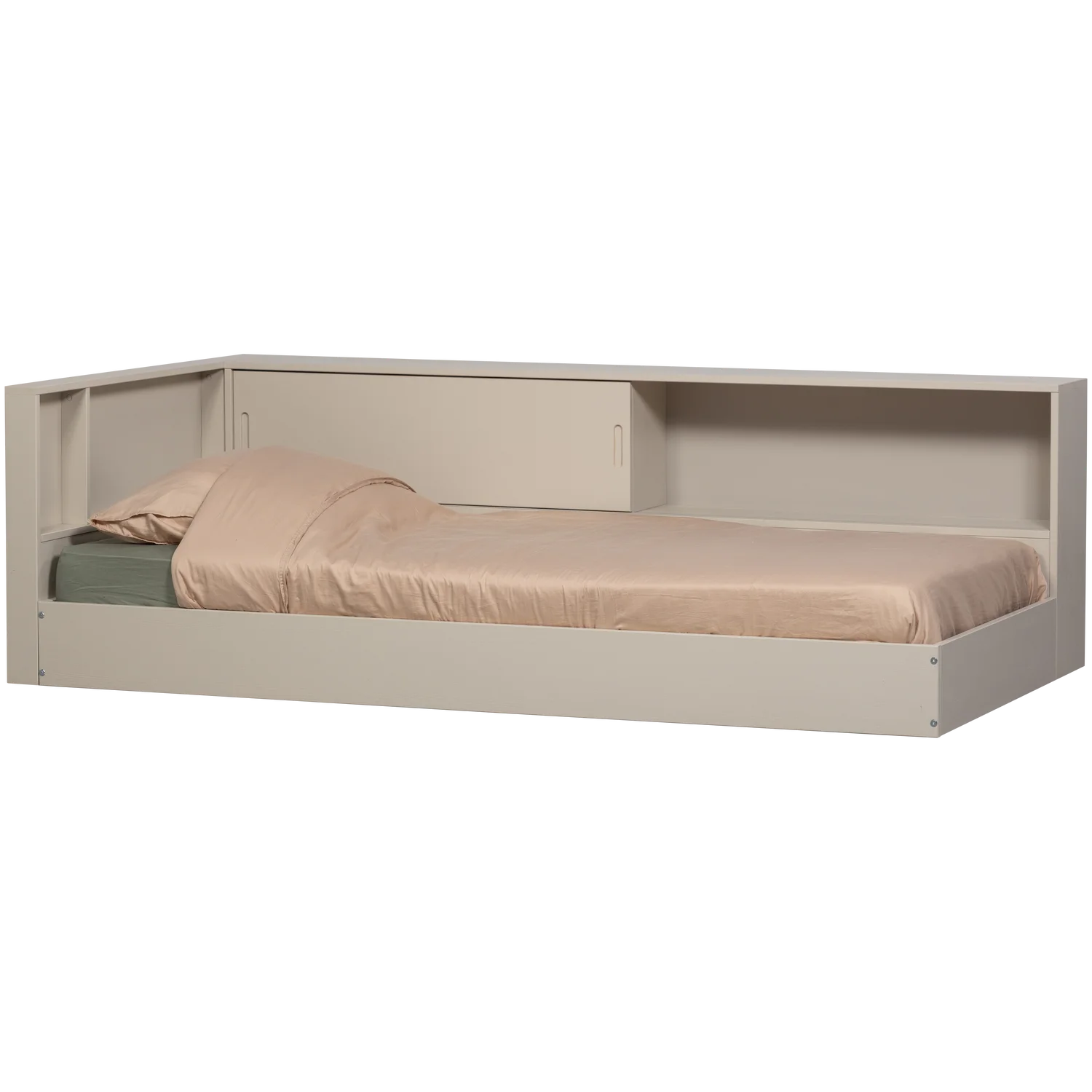 Einzelbett Eckbett links CARTER staubgrau 200 x 90 cm Kiefer Massivholz Bett
