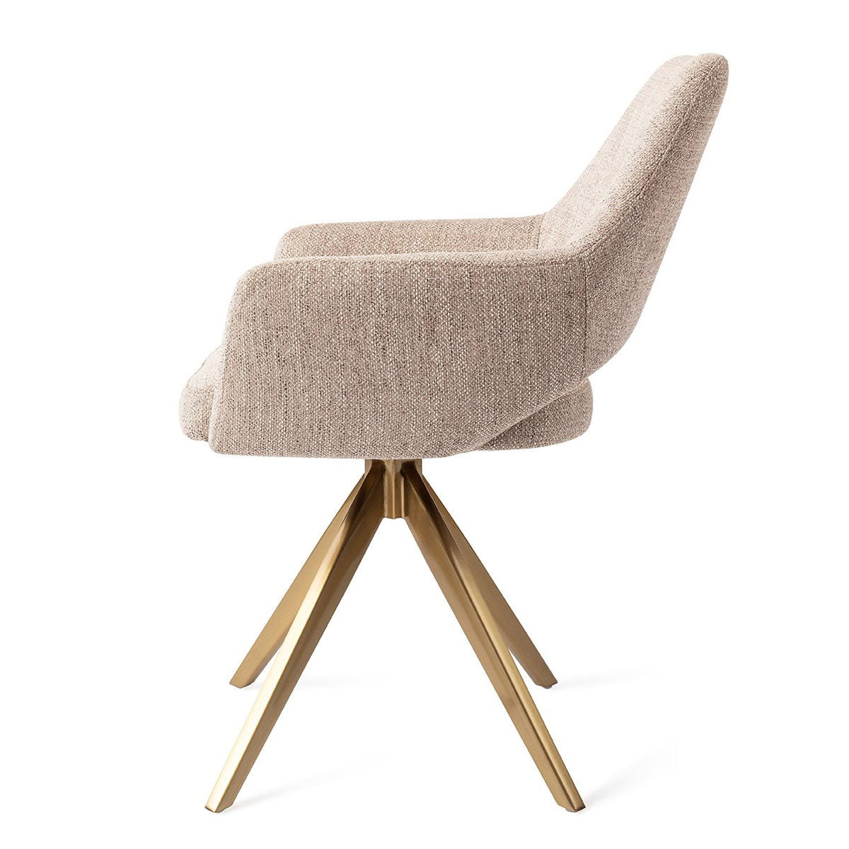 Esszimmerstuhl YANAI drehbar – Beige mit goldenem Gestell