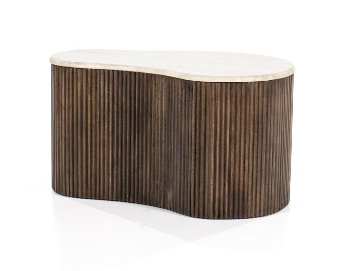 Couchtisch BARI 70 cm Mangoholz Naturstein organisch