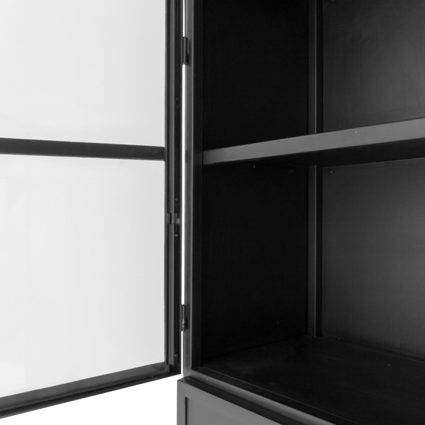 Vitrinenschrank MALOU H 210 cm Vitrine Metall vintage schwarz