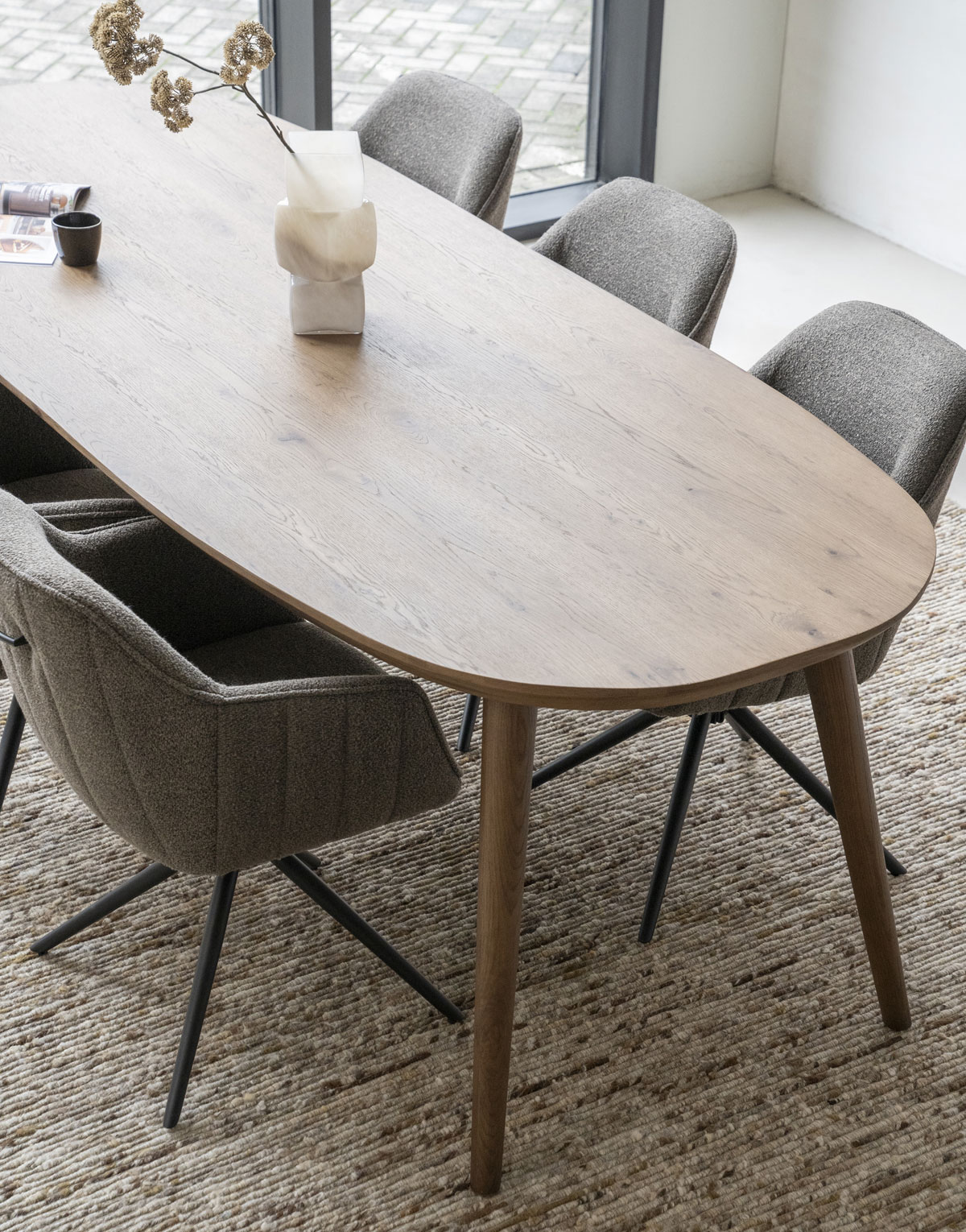 Esstisch Elijah oval 220 x 100 cm Braun Eiche dunkelbraun