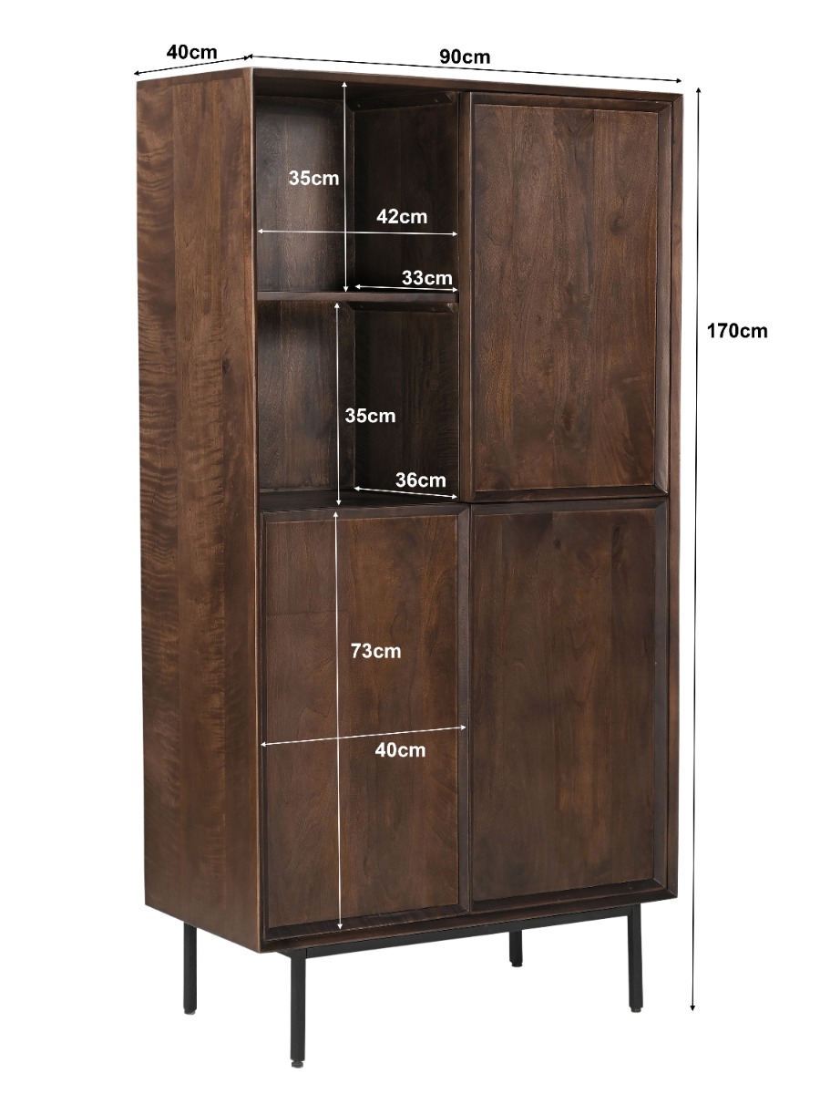 Aufbewahrungsschrank Ravenstein H 170 cm Mangoholz braun