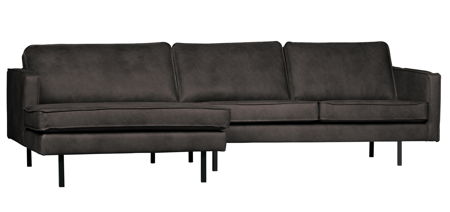 Ecksofa Rodeo Leder schwarz Recamiere Links