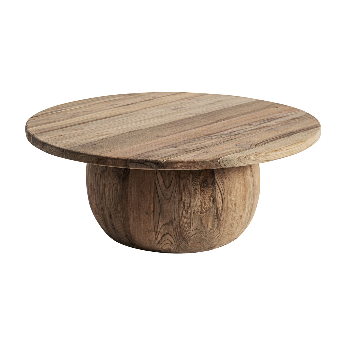 Couchtisch ERLOY II rund Ø 90 cm recyceltes Teakholz