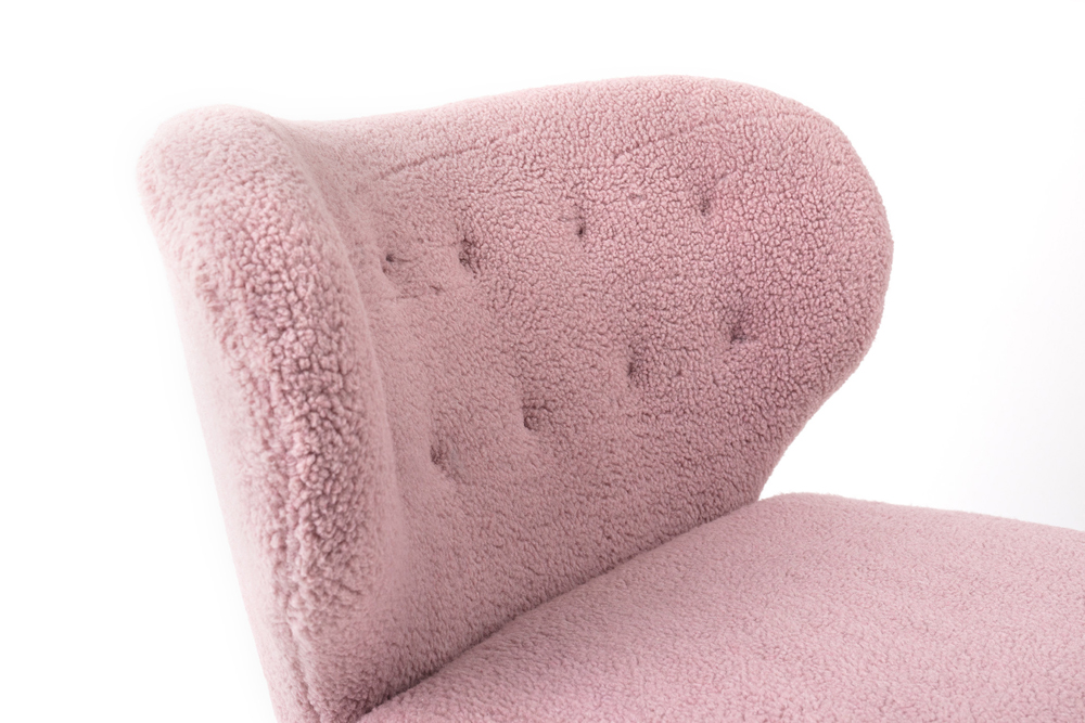 Retro Lounge Sessel Kita rosa pink Teddy Stoff